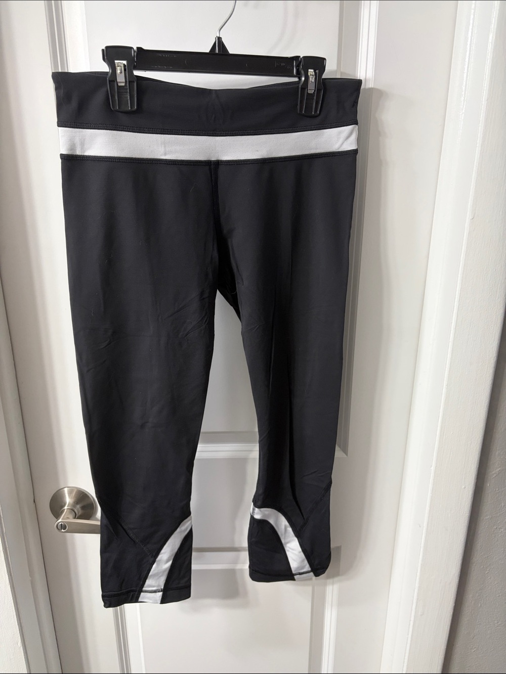 lululemon athletica Black Capri Leggings with White Trim